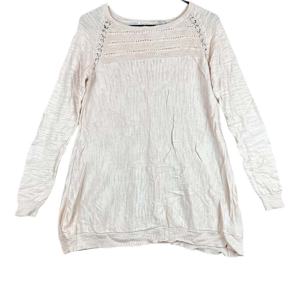 Anthropologie Knitted & Knotted Womens Sweater Pink Boat Neck Knit Tunic Small